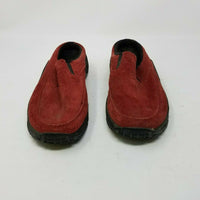 LL Bean Slip On Suede Mules Mocs Moccasins Comfort Shoes Womens 5.5 Red Slides