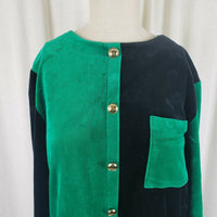 Vintage Russ The Knit Connection Velvet Shirt Jacket Top Womens M Colorblock 90s