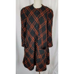 Vintage Stanley Platos Martin Ross Plaid Wool Woven Swing PeaCoat Womens 8 L