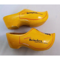 HEINEKEN BEER ADVERTISING PAIR OF WOOD SHOES CLOGS HOLLAND Yellow Carved Wooden