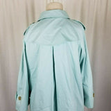 Talbots Petites Swing Rain Trench Coat Womens PS Placket Front Light Spring Blue