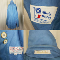 Misty Harbor Yachtsman Cloth Blue Canvas Rain Trench Coat Womens 14 Sailing VTG