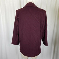 JG Hook Double Breasted Winter Wool Military Short Peacoat Coat Womens 2P Maroon