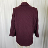 JG Hook Double Breasted Winter Wool Military Short Peacoat Coat Womens 2P Maroon