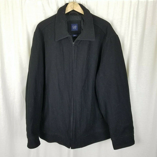 The Gap Wool Blend Quilted Insulated Peacoat Car Coat Jacket Mens XXL 2XL Black