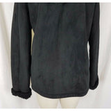 Esprit Vegan Sherpa Shearling Fur Faux Suede Hooded Parka Jacket Peacoat M