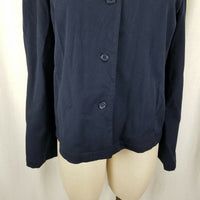 Talbots Stretch Button Up Heavyweight Shirt Lightweight Jacket Womens 8 Navy