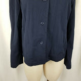 Talbots Stretch Button Up Heavyweight Shirt Lightweight Jacket Womens 8 Navy