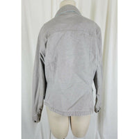 LL Bean Sunwashed Gray Canvas Zip Up Short Barn Coat Denim Jean Jacket Womens L