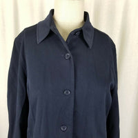 Talbots Stretch Button Up Heavyweight Shirt Lightweight Jacket Womens 8 Navy