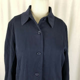 Talbots Stretch Button Up Heavyweight Shirt Lightweight Jacket Womens 8 Navy