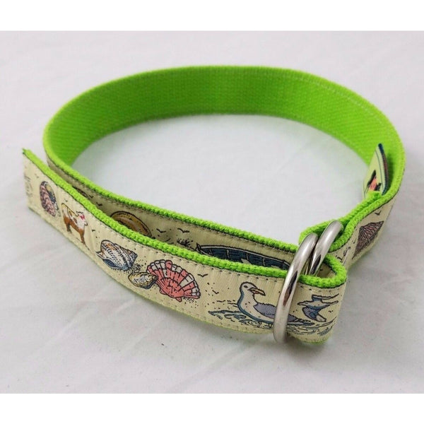 The Belted Cow D-Ring Ribbon Web Belt Green Beach Scene Kids Youth Boys Girls