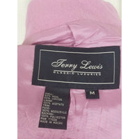 Terry Lewis Classic Luxuries Pink Wool Gray Faux Fur Trim Coat Peacoat Womens M