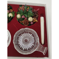 Oneida Crystal Southern Garden Set 2 Chambersticks Candles Sticks Floral Rings