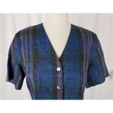 Country Road Australia Button Up Plaid Tunic Shirt Top Womens M V-Neck Chambray