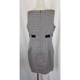 Jones Wear Dress Black & White Woven Mottled Tweed Belted Empire Waist Womens 14