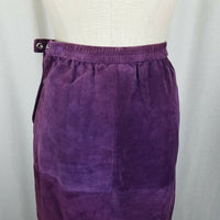 Richard Warren Purple Long Midi Boho Brushed Leather Suede Skirt Womens 8 Pencil