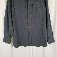 LL Bean Chamois Brushed Cotton Flannel Button Down Long Sleeve Shirt Mens L Gray