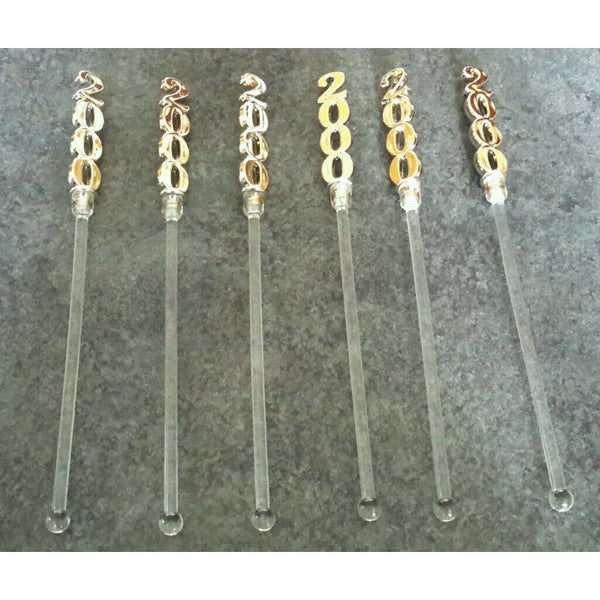 Lot of year 2000 Vintage SWIZZLE Stir Sticks Happy New Year