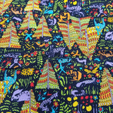 Vintage Whimsical Abstract WIld Animals Fabric 2.5 Yards Material Psychedelic