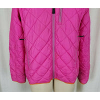 Lands End Quilted Insulated Hot Pink Lightweight Full Zip Up Jacket Womens S 6 8