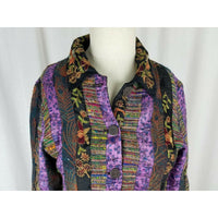Coldwater Creek Boucle Tapestry Metallic Silk Wool Purple Jacket Womens PXS