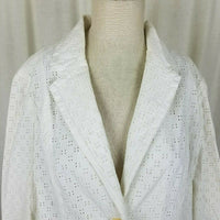 TALBOTS Woman 100% Cotton White Eyelet Lace Jacket Blazer Womens 16W Plus Size