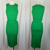 TopShop Cutout Sleeveless Stretch Midi Wiggle Dress Womens 4 Kelly Green Top