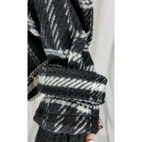Tally Weijl Tartan Plaid Fleece Knit Funnel Neck Belted Bomber Jacket Womens 38