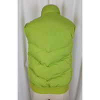 Gap Down Vest Womens S Snap Up Winter Quilted Puffer Knit Trim Chartreuse Lime