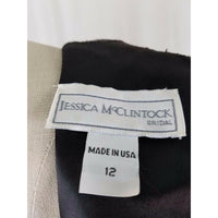 Jessica McClintock Bridal Velvet Keyhole Gold Lace Formal Dress Womens 12 USA