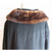 Juilliard Fabric Mid Century Mod Fur Collar Wool Coat Cloak Womens S M USA Black