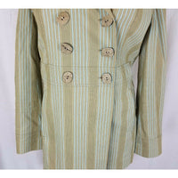 Tyler Boe Double Breasted Pinstripe Military Peacoat Jacket Blazer Coat Womens 8