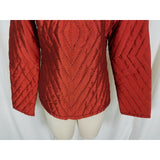 Shira Leah Chicago Quilted Mandarin Asian Inspired Changshan Jacket Womens L Red