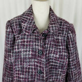 The Tog Shop Petites Woven Mottled Tweed Crosshatch Jacket Blazer Womens 18P