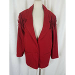 New Frontier Blazer Jacket Red Fringe Western Cowboy Rockabilly Womens M 80s 90s