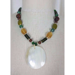 Zad Iridescent Mother of Pearl Shell Pendant Beads BEADED NECKLACE Jewelry