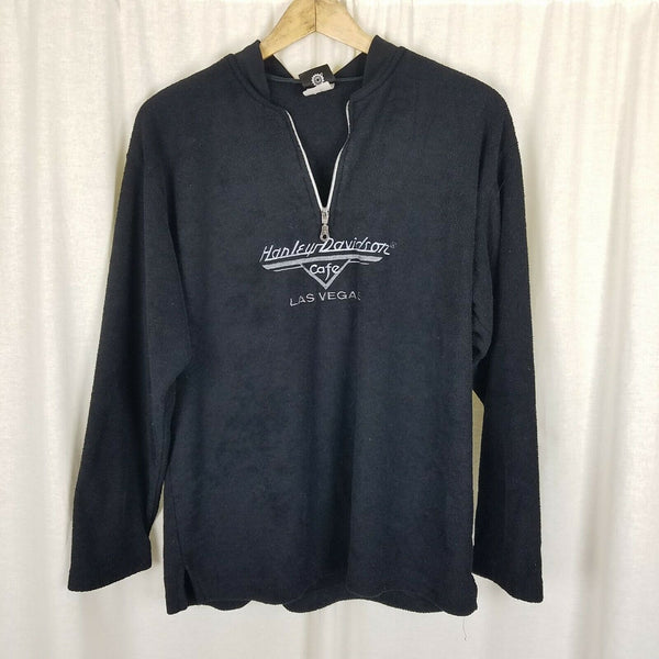 Harley Davidson Cafe Vegas Fleece 1/4 Zip Pullover Sweater Jacket Mens M Henley
