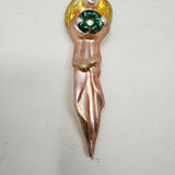 Vintage Painted Glass Figural Angel Wreath Christmas Ornaments Icicle Shape 6.5"