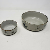 Tonala Mexico Folk Art Pottery Serving Bowl Ken Edwards Blue Birds Vintage Lot 2
