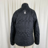 Spyder Black Quilted Embroidered Full Zip Up Anorak Jacket Womens 10 Lightweight