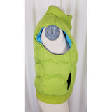 Gap Down Vest Womens S Snap Up Winter Quilted Puffer Knit Trim Chartreuse Lime