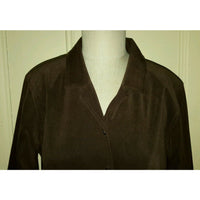 Talbots Petites Stretch Button Up Shirt Coat Dress Womens 14P Chocolate Brown