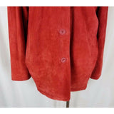 St. John's Bay Washable LEATHER Suede Full Button Up SHIRT JACKET Womens L Red