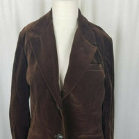Vintage MCM 70s Prestige Butterfly Brown Velvet Jacket Blazer Womens 12 2 Button