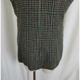 Vintage Wool Suede Houndstooth Plaid Vest Sleeveless Blazer Jacket Womens 14
