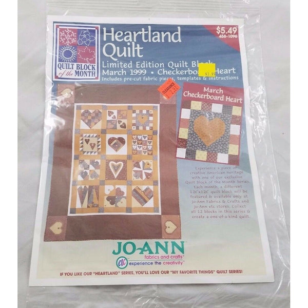 JoAnn Heartland Quilt Block of the Month March 1999 Checkerboard Heart Sealed