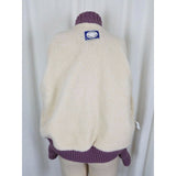 Vintage Outer Scene Faux Shearling Knit Snap Up Sweater Jacket Womens L Purple