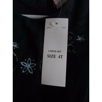 Little Bitty Embroidered Floral Velvet Pleated Tulle Party Dress Girls 4T Navy