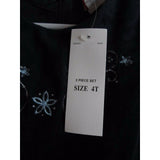 Little Bitty Embroidered Floral Velvet Pleated Tulle Party Dress Girls 4T Navy
